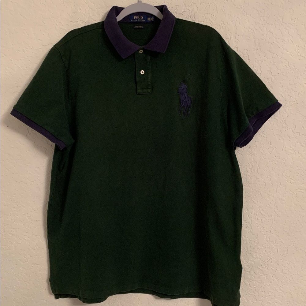 Polo by Ralph Lauren Men's Dark Green Big Logo Violet Pony Polo Shirt Size XXL